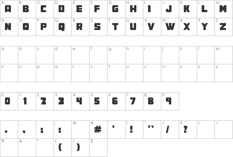MEF font character map preview