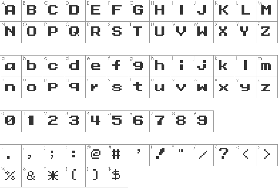 Mega Man 10 font character map preview