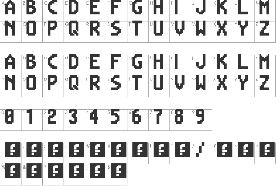 Mega Man Battle Network font character map preview