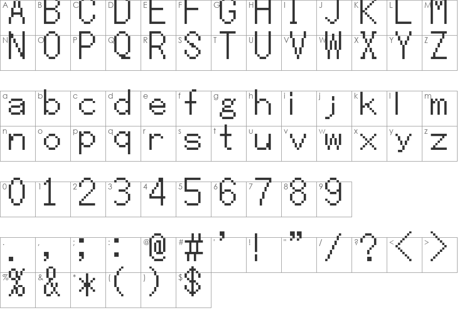 Mega Man ZX font character map preview