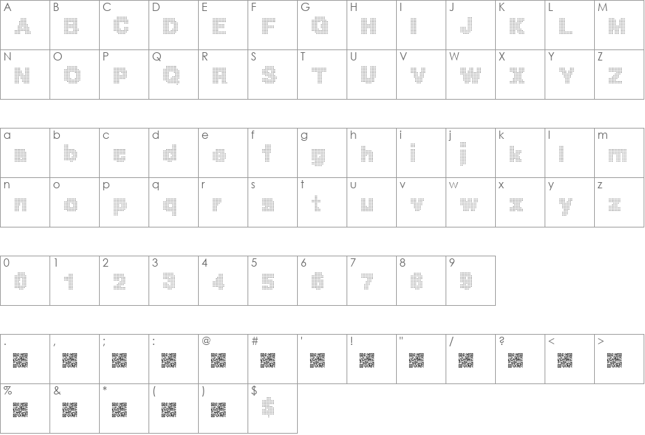 MegaBits font character map preview