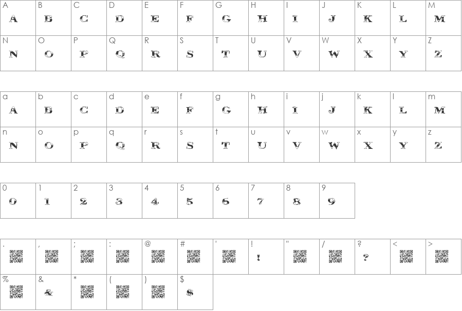 MegaDeal font character map preview