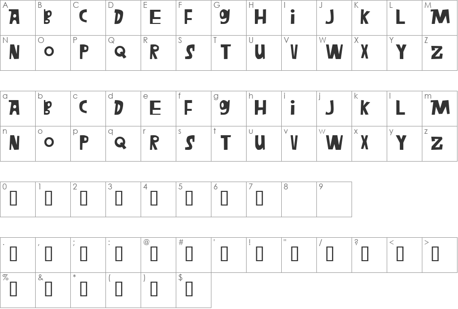 Megafon font character map preview