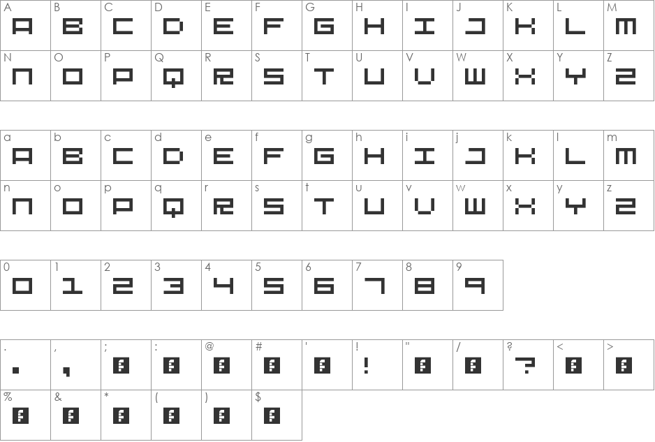 Megafont font character map preview