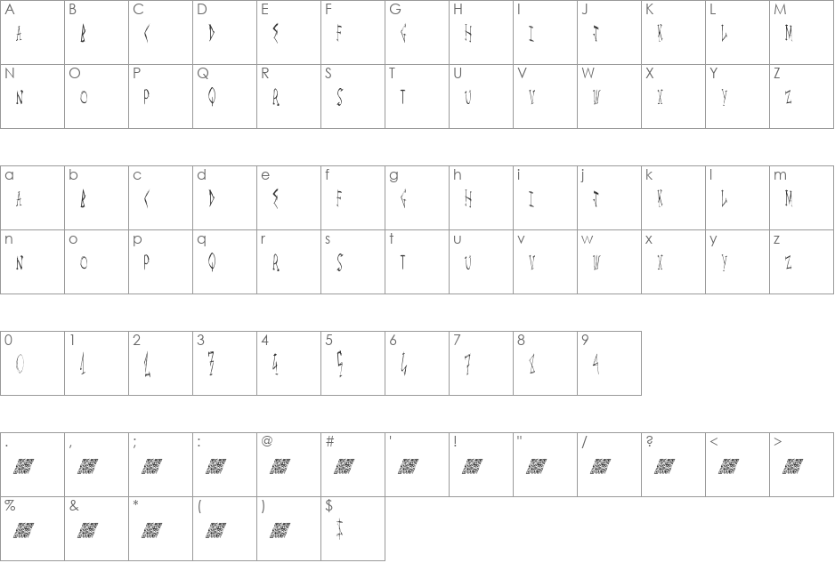 MegaLife font character map preview