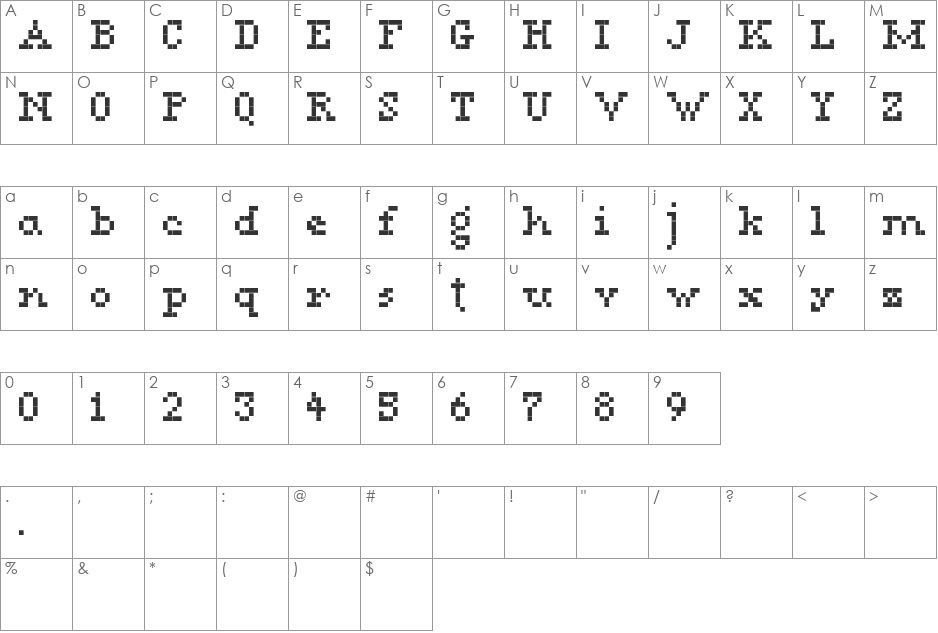 Megan Serif font character map preview
