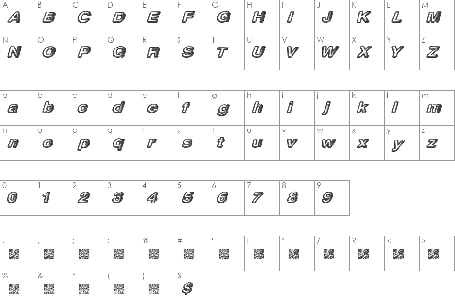 Megaphilia font character map preview