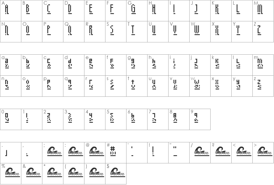 megapixel font character map preview