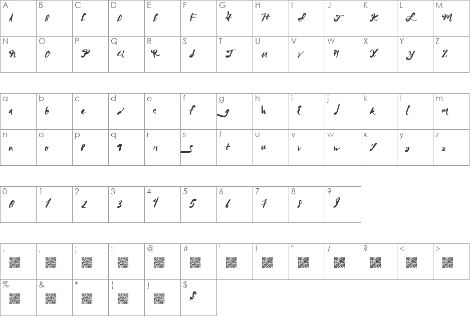 MegaRiches font character map preview