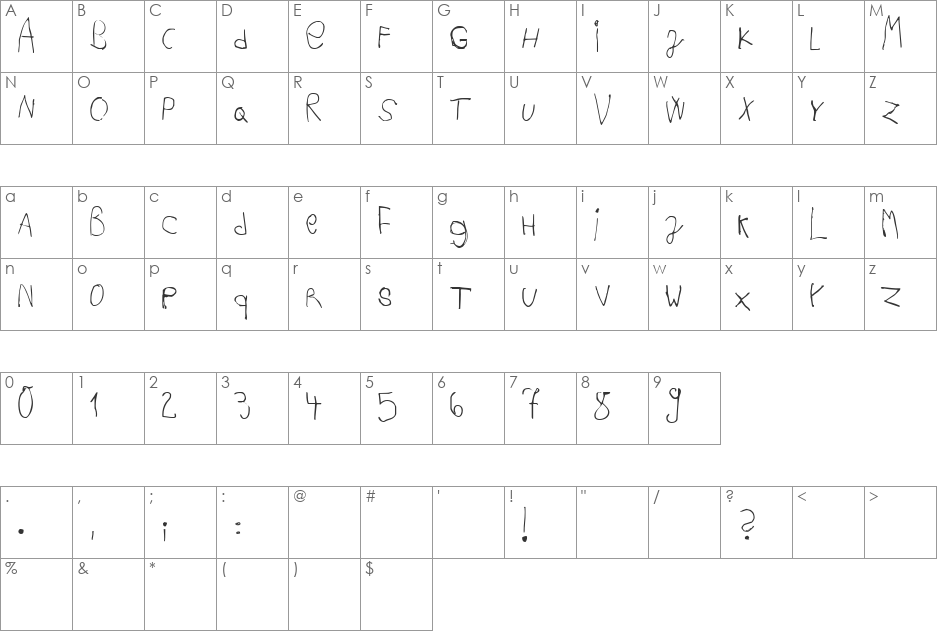 Acki Preschool font character map preview