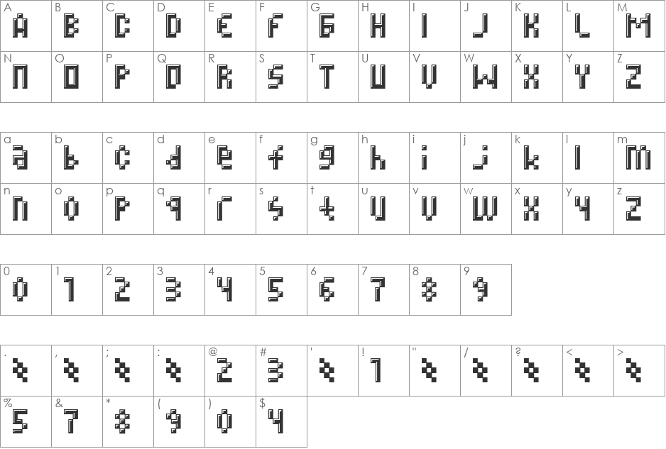 MEGZ font character map preview