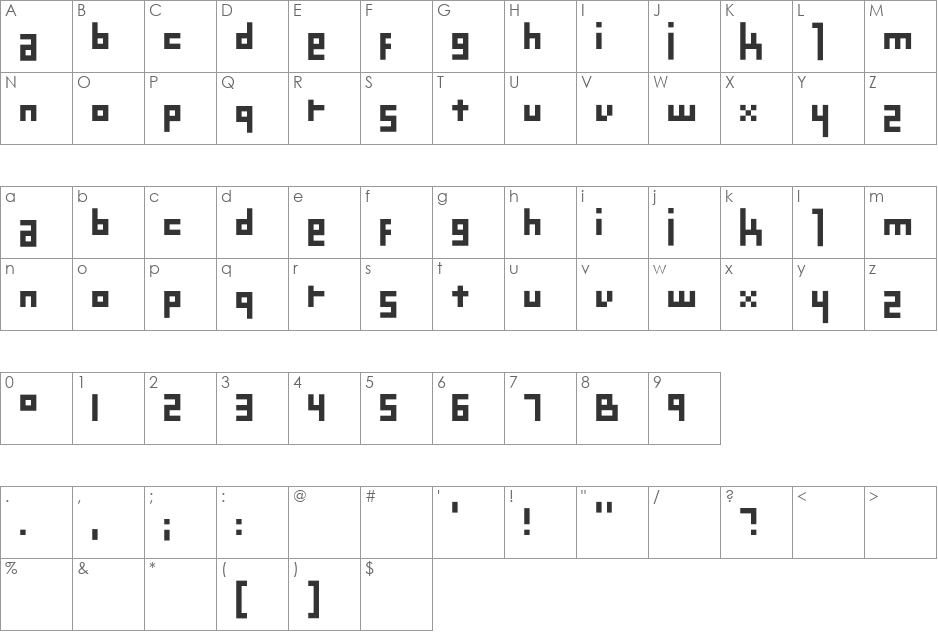 Mekanek font character map preview