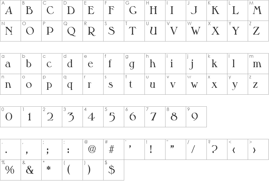 Melbourne-Medium font character map preview