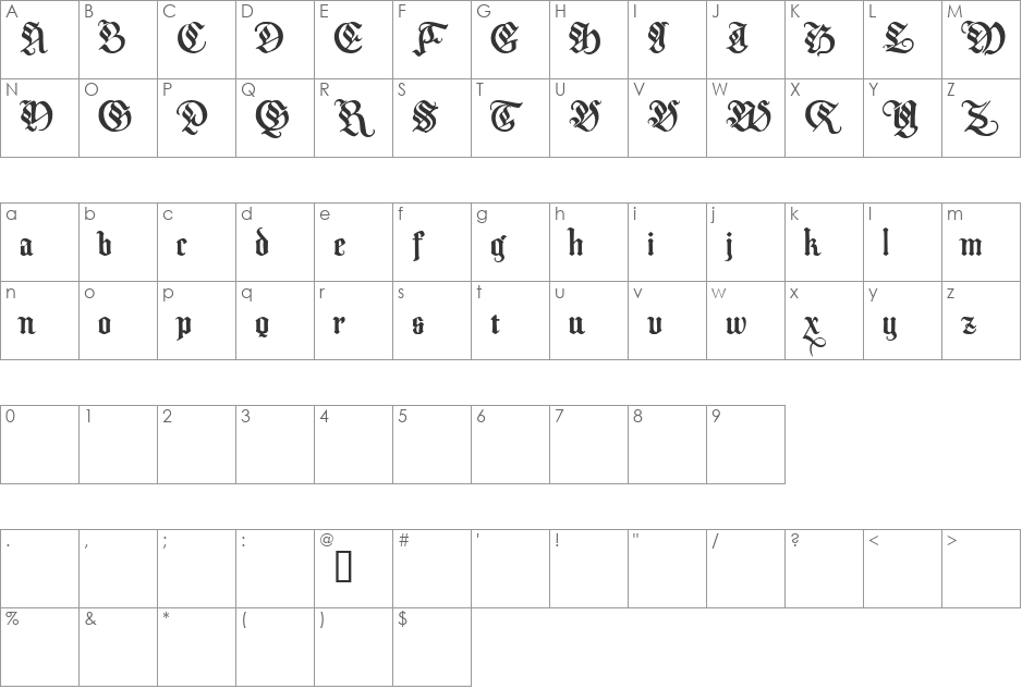 Melcheburn Demo font character map preview