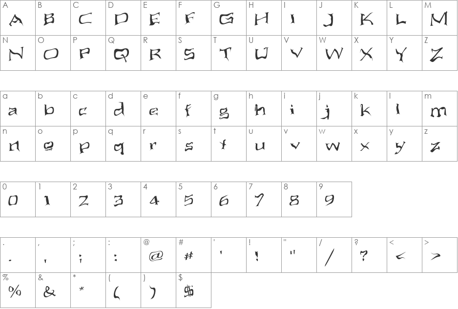 Melt Satus font character map preview