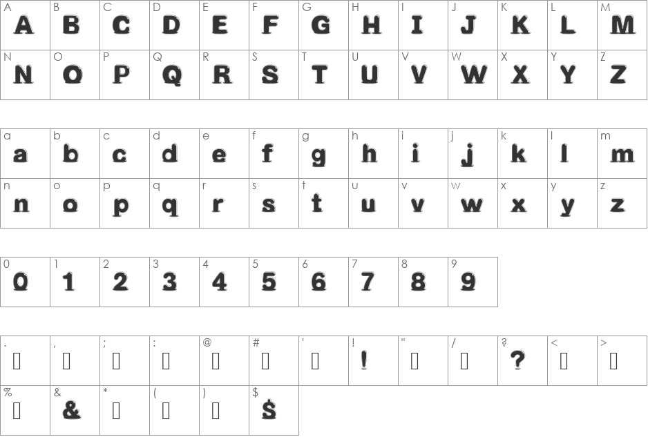 Melted_Crystal font character map preview