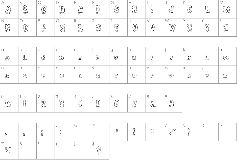 Melting Ice font character map preview