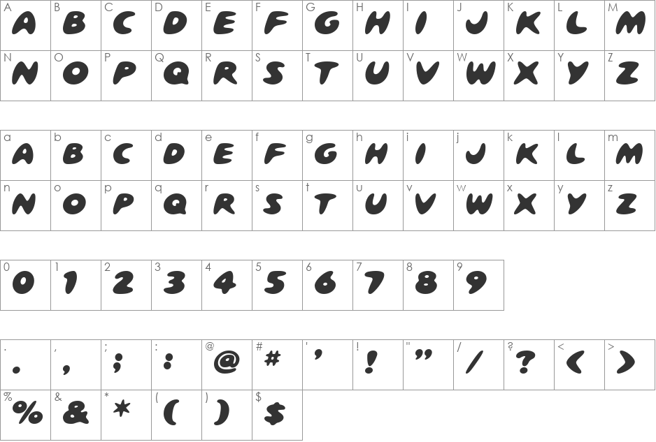 Melton font character map preview