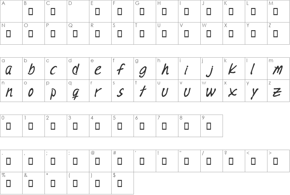 Memento Mori font character map preview