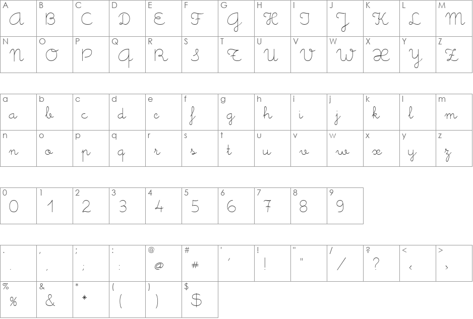 MeMima font character map preview