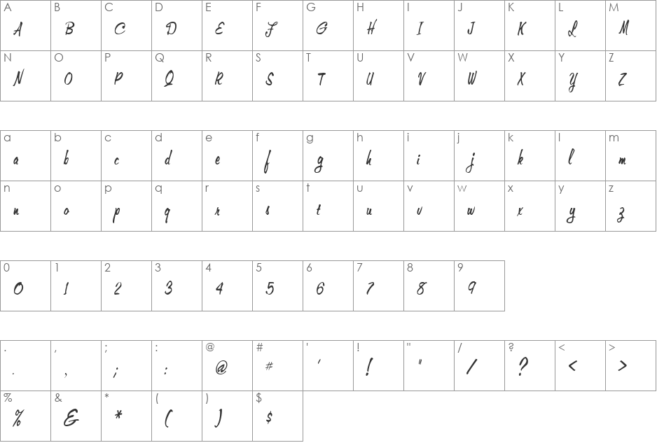 Memo-Condensed font character map preview