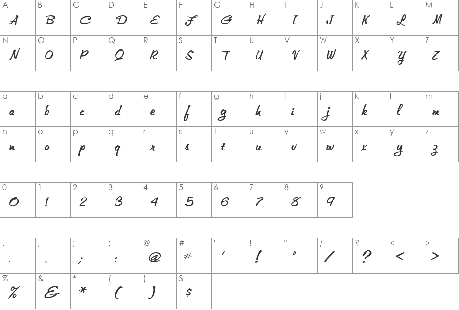 Memo-Extended font character map preview
