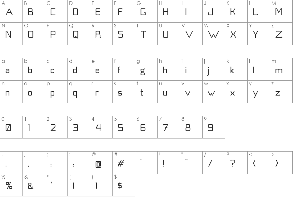 meniscus font character map preview