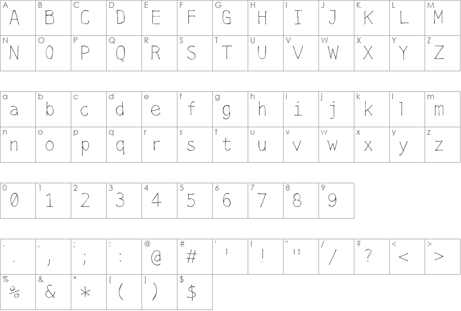menlotus font character map preview