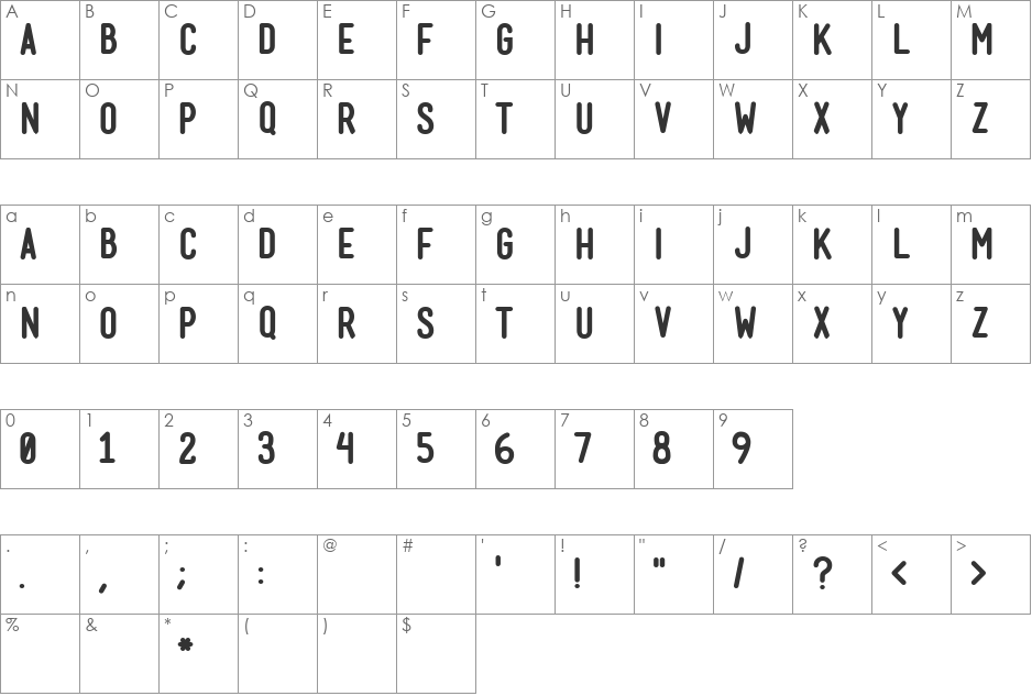 Mensch font character map preview