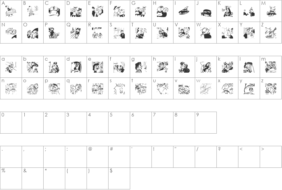 Menschenskinder font character map preview