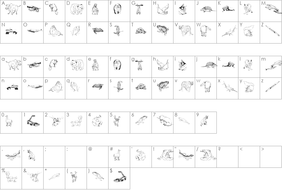 MensFriends font character map preview