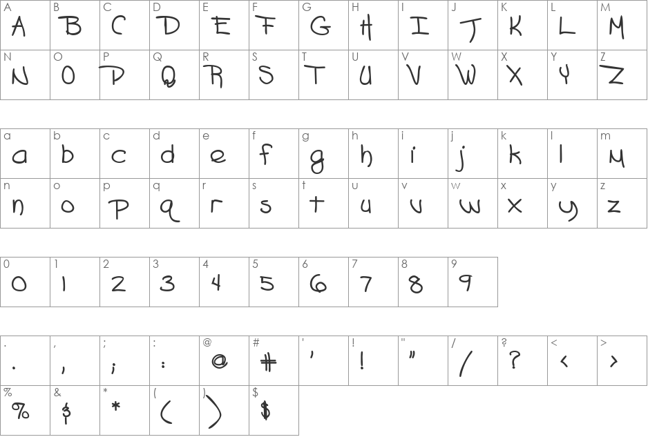 MensroomScriptSSK font character map preview