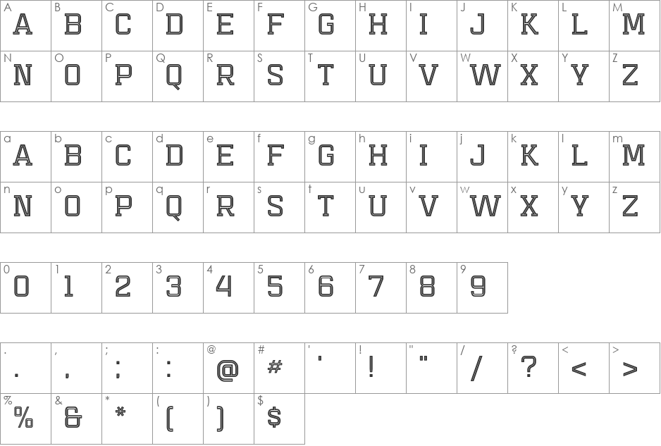 Mensura Slab Titling font character map preview