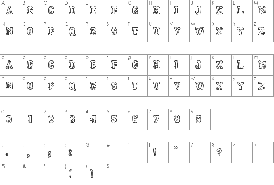 MENTAL FREAK font character map preview