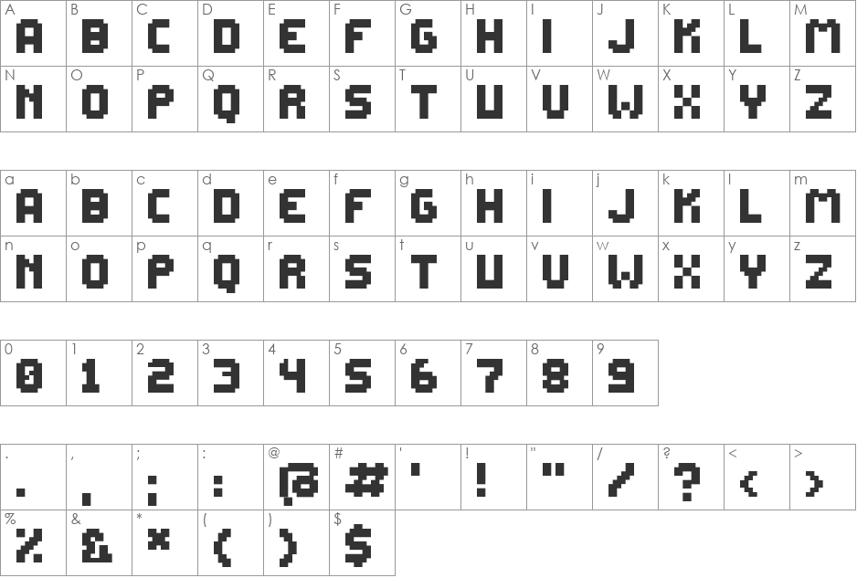 Meo-00 font character map preview