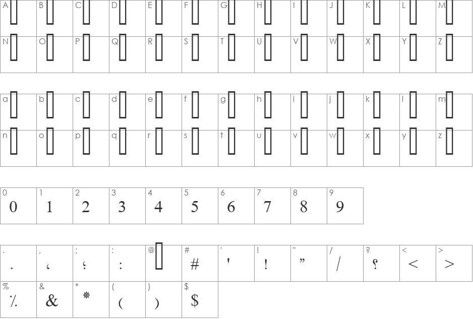 ayman15 font character map preview