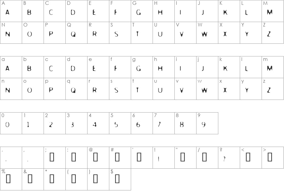 MERCURY font character map preview