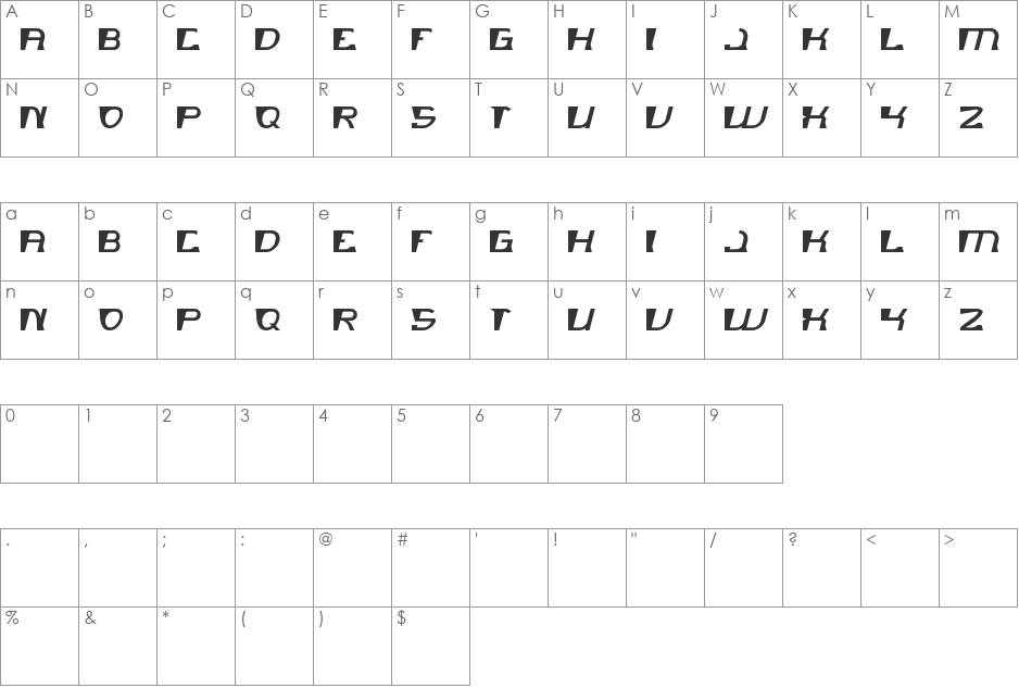 mercury font character map preview