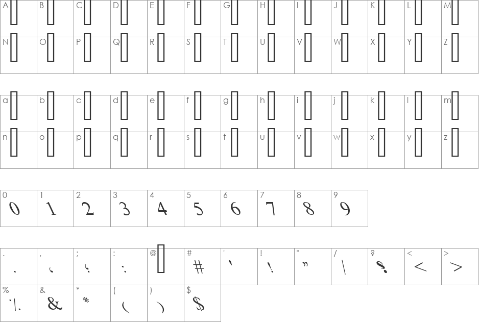 ayman19 font character map preview