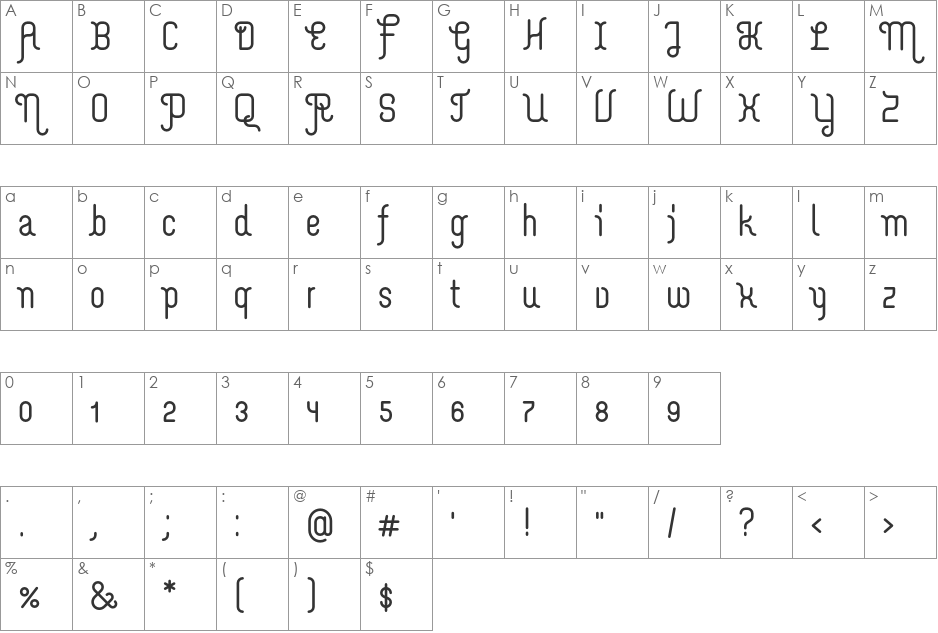 Merijntje font character map preview