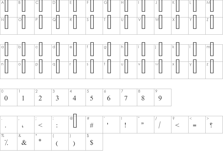 ayman22 font character map preview