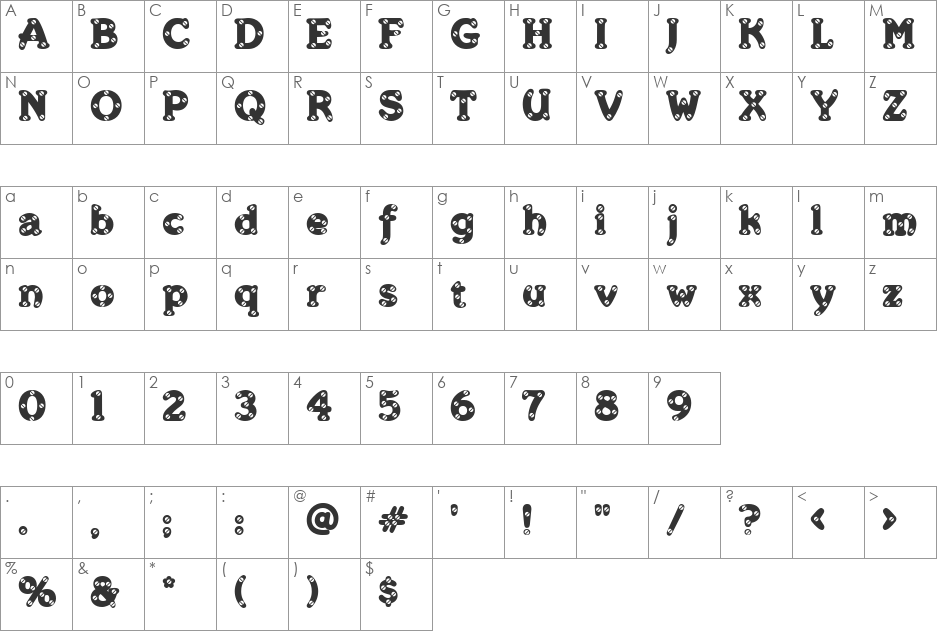 Merkin Skroo font character map preview