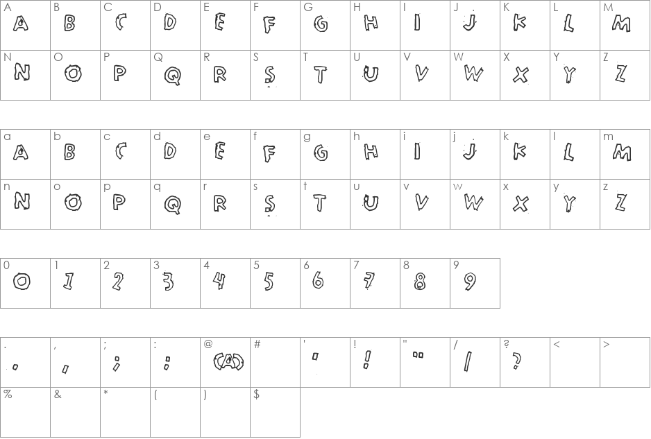 Merkurius font character map preview