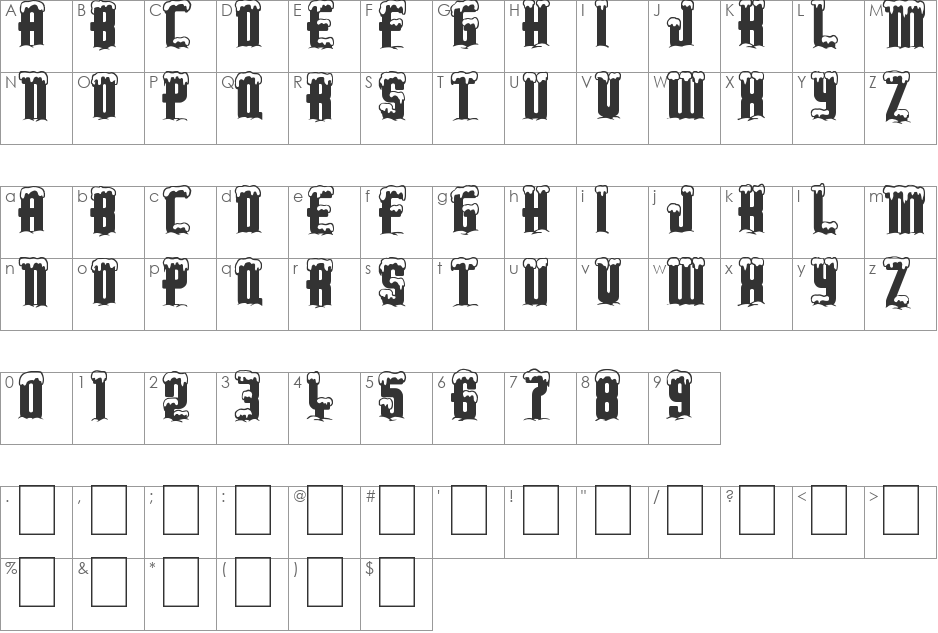 Merry Xmas font character map preview