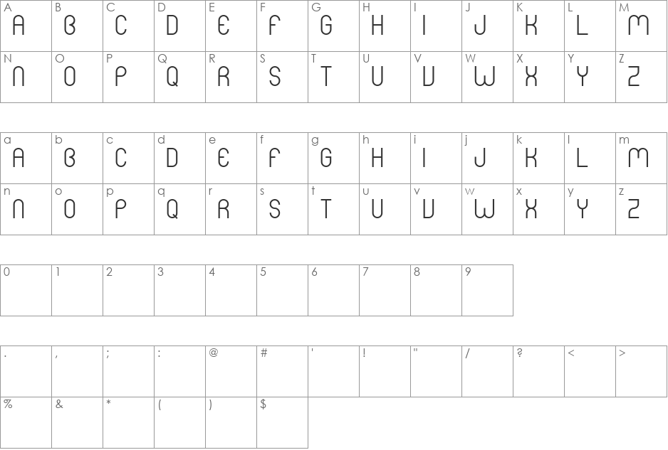 Mers Bold font character map preview