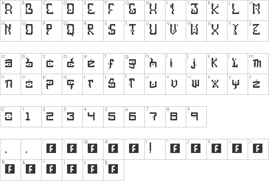 Meruko font character map preview