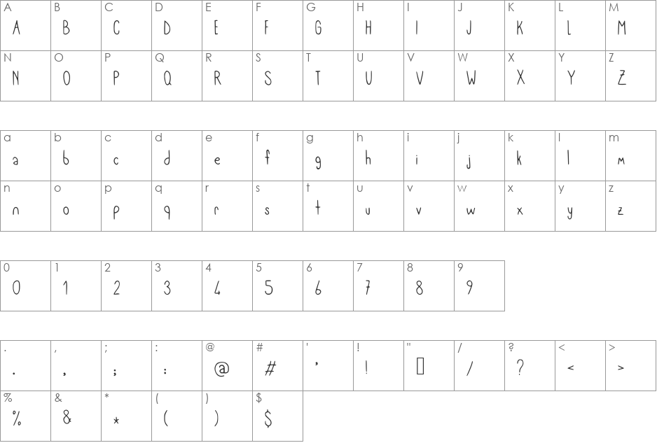 meryjane_v2 font character map preview