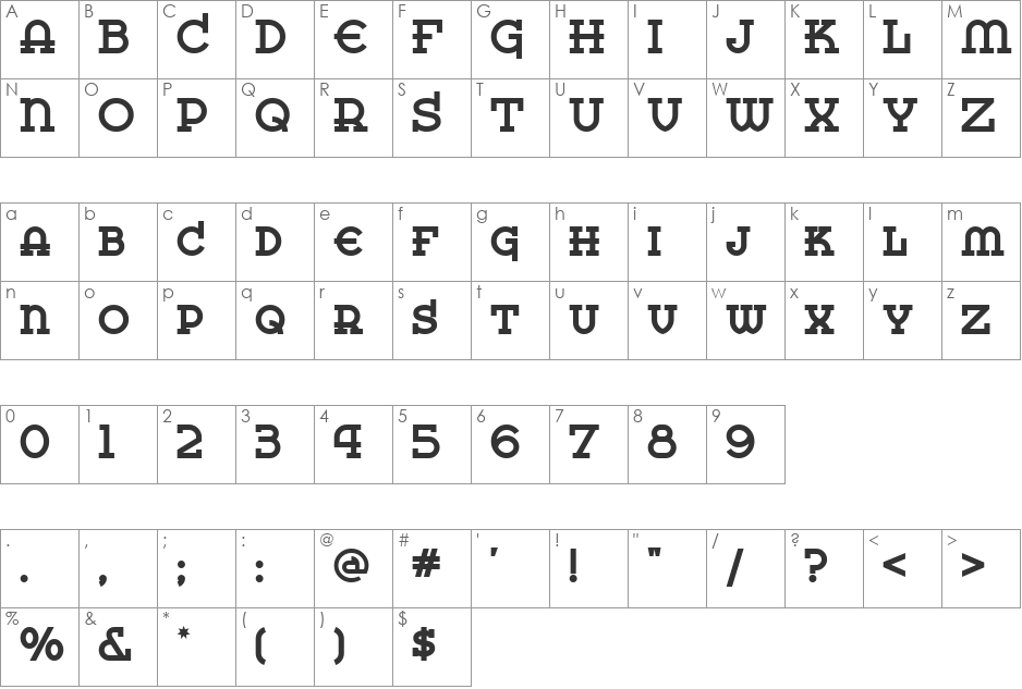 MesaVerdeNF font character map preview