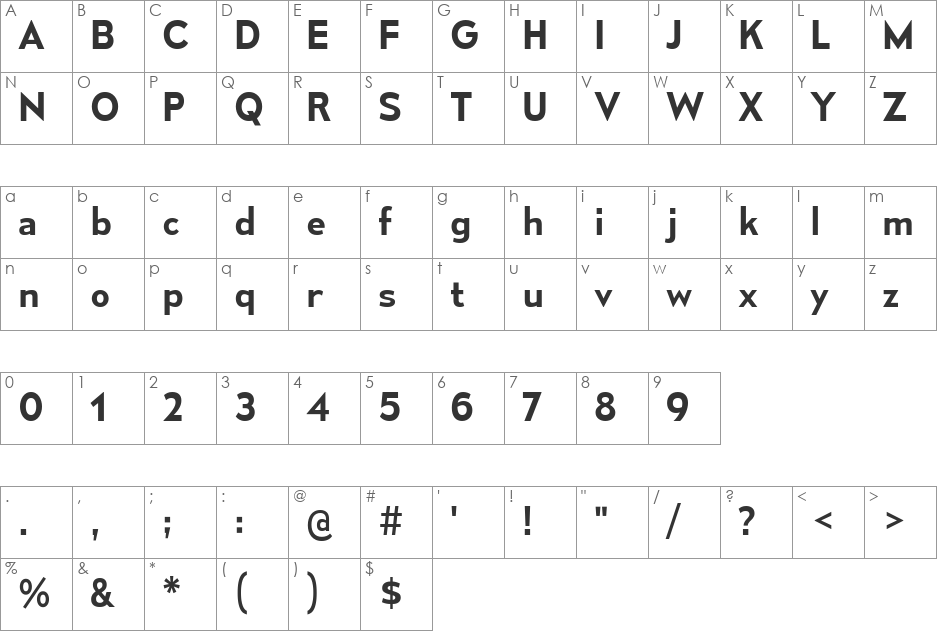 Mesmerize Sb font character map preview