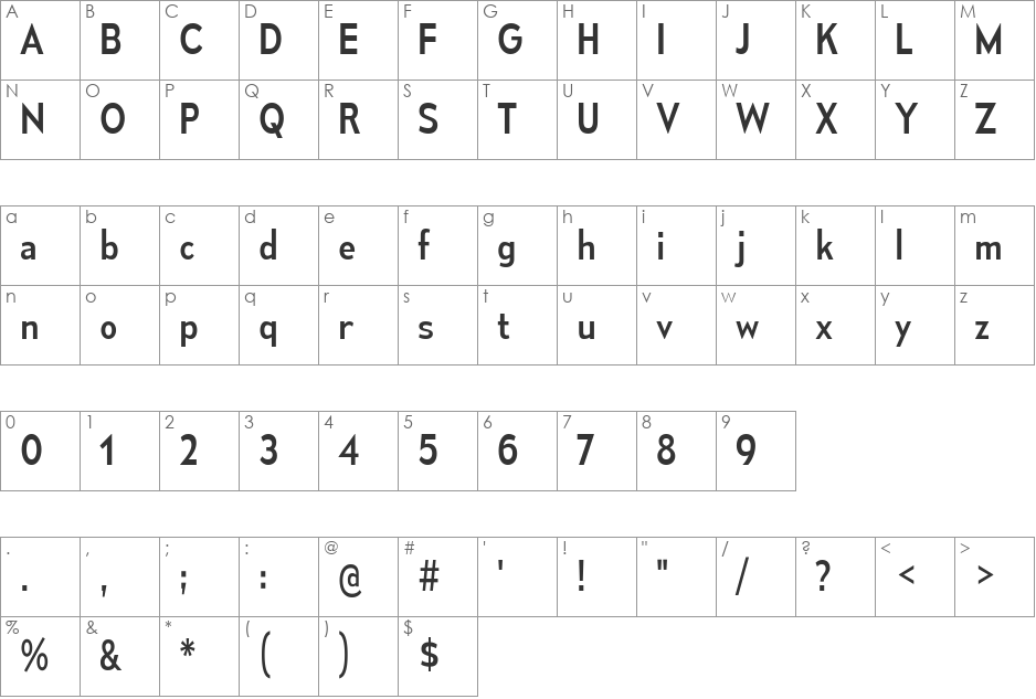 Mesmerize Sc Rg font character map preview